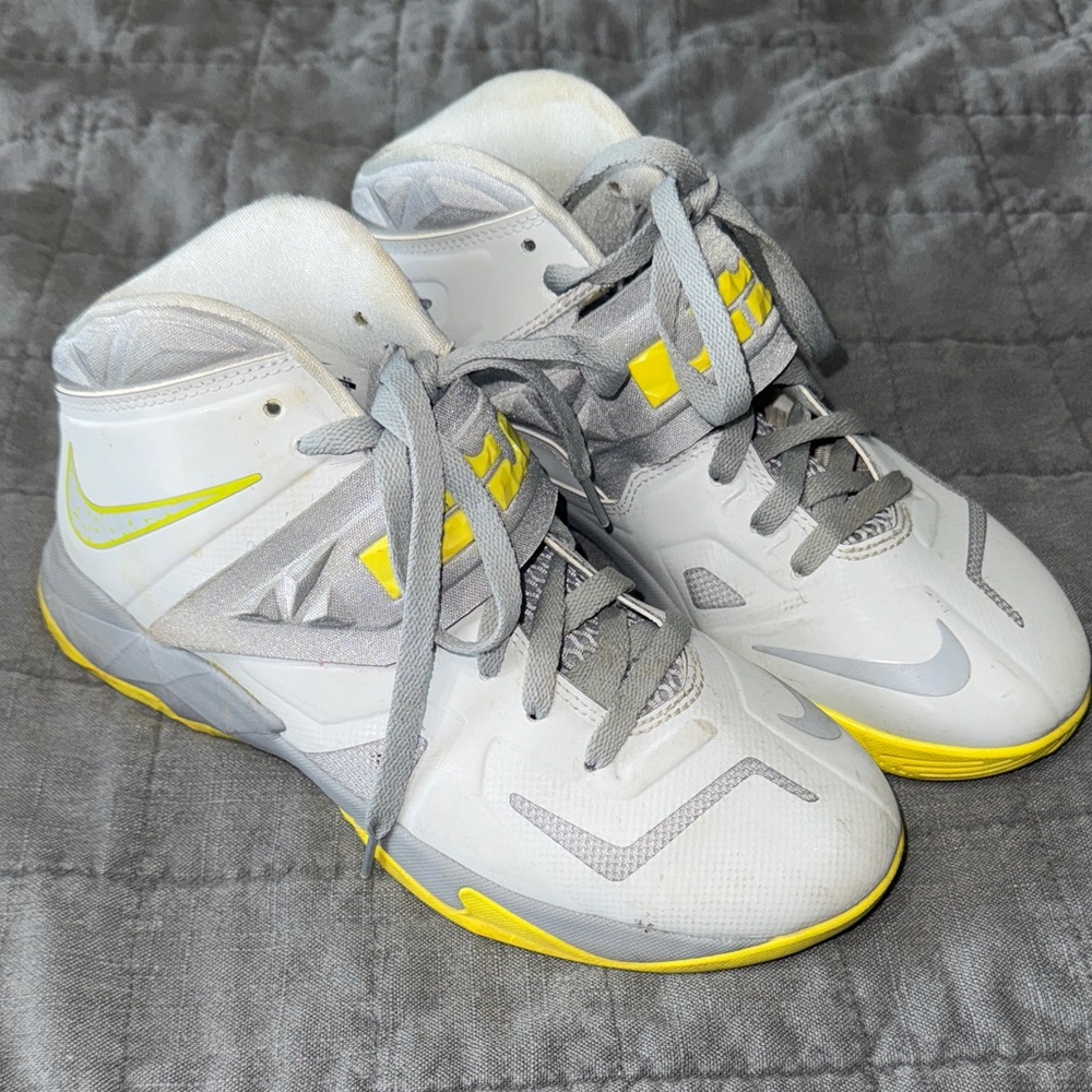 LeBron Nike Kids White and Yellow Sneakers